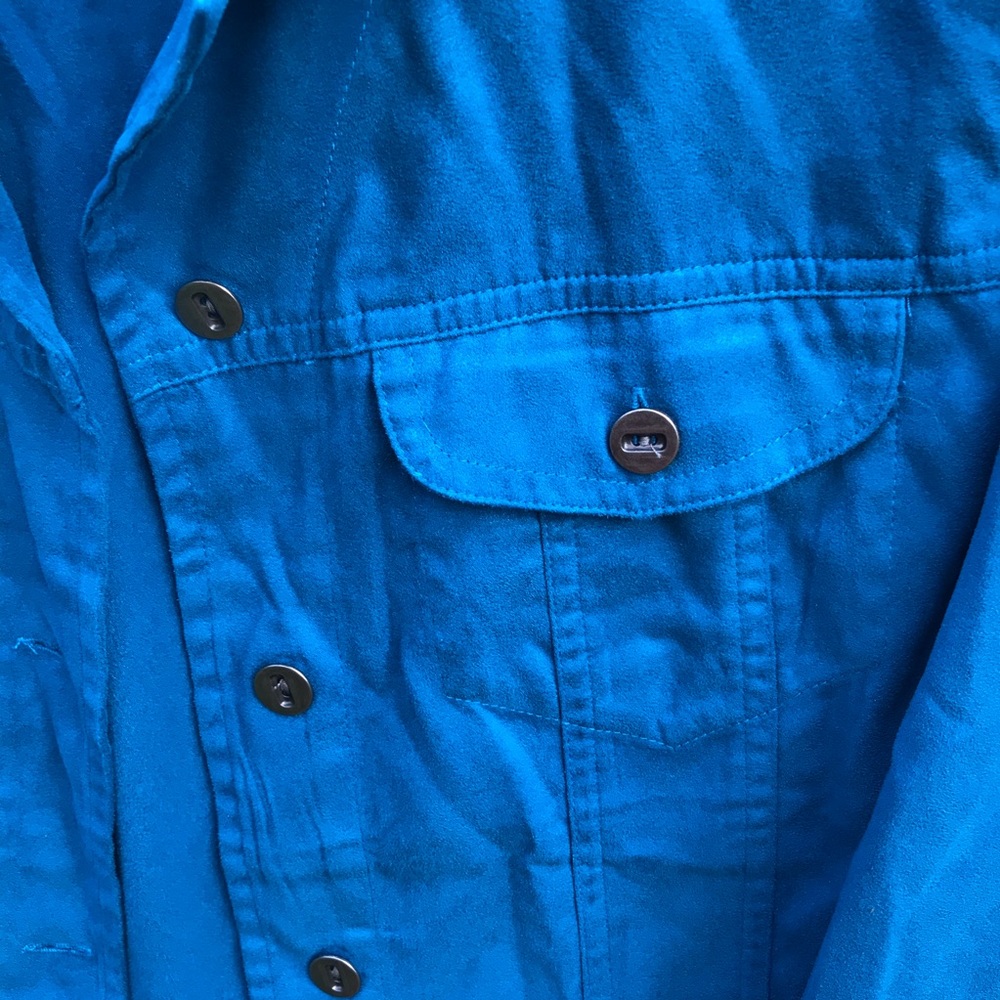 Chico's Button Down Shacket Turquoise Blue Sz 8-10 - image 3